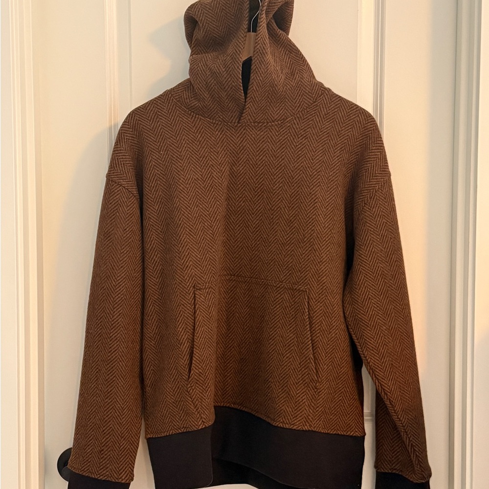 Banana Republic Black Label Tag Size L Brown Herringbone Hoodie